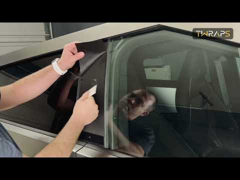 B & C Pillars & Door Buttons Vinyl Wrap | Tesla Cybertruck - Carbon Fiber Film Decal