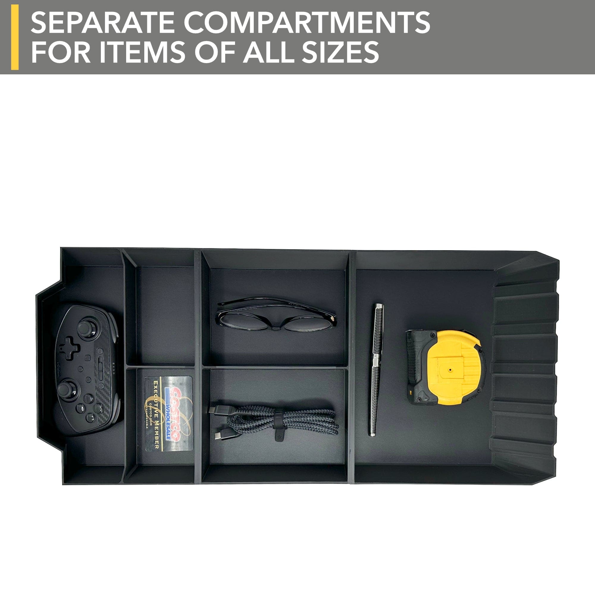 compartmentalized, black, storage, tray tesla cybertruck leather liners proudly made patent pending design premium