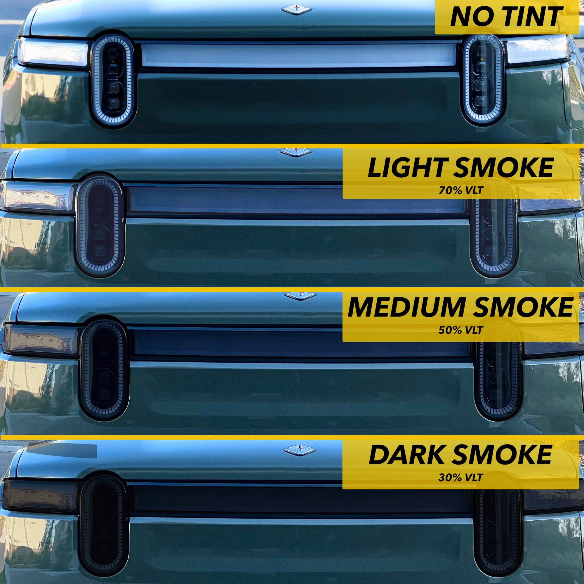 automobile taillight tint comparison r1s r1t rivian 8mil ppf