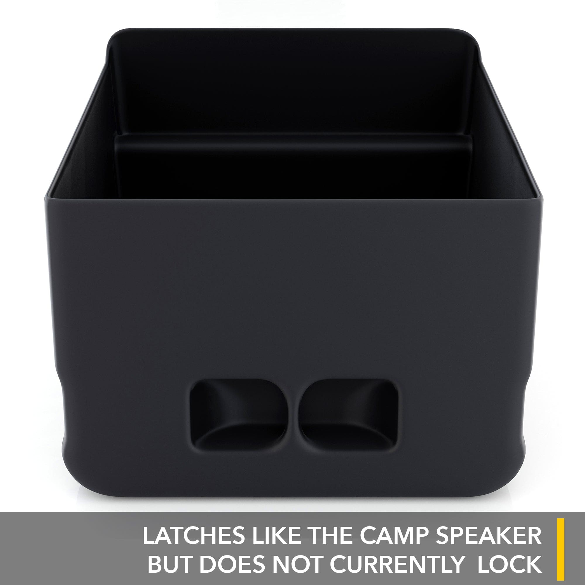 black, rectangular, container, two, openings camp speaker rivian r1t drawer r1s