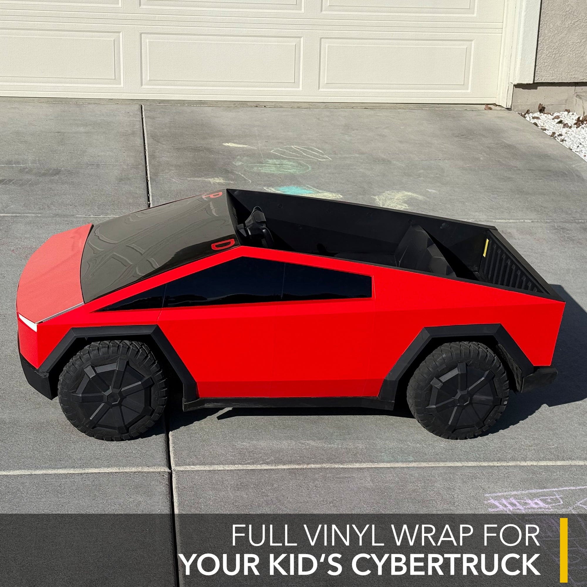 red, toy, cybertruck vinyl wrap complete ev accessories