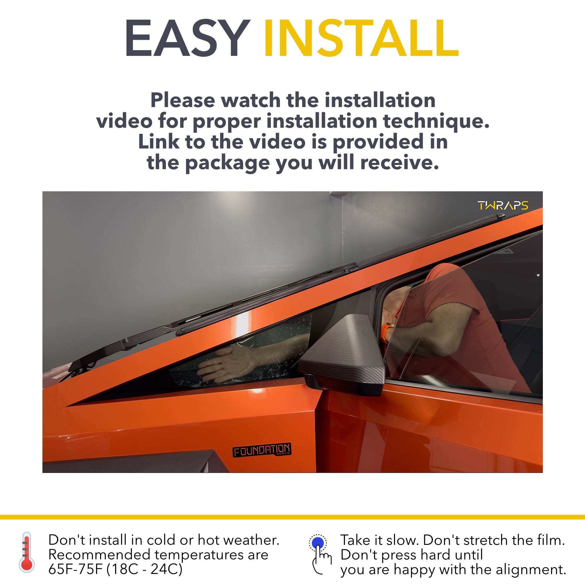 orange cybertruck window tint installation windows tesla ev accessories wrap