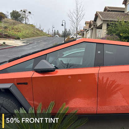 orange tesla cybertruck windows tint ev accessories wrap