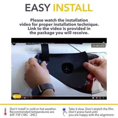 carbon fiber wrap installation charge port tesla model avery dennison ev accessories