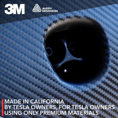blue carbon fiber wrap charge port tesla model avery dennison ev accessories