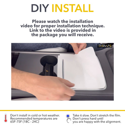 car console vinyl wrap installation center tesla model avery dennison ev accessories