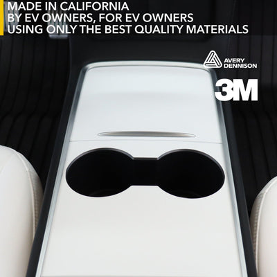 white center console cupholders tesla model avery dennison ev accessories