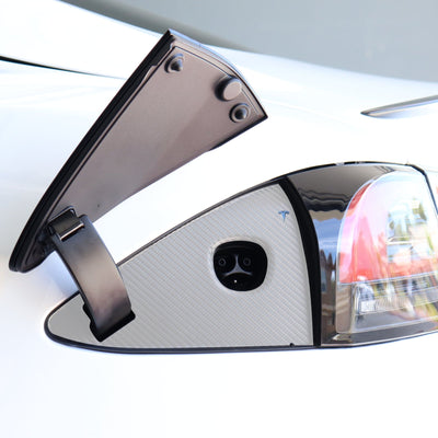 vinyl wrap carbon fiber charge port tesla model pattern