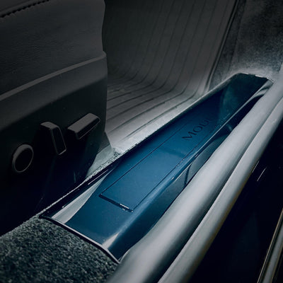 blue car door sill tesla model sills paint protection film