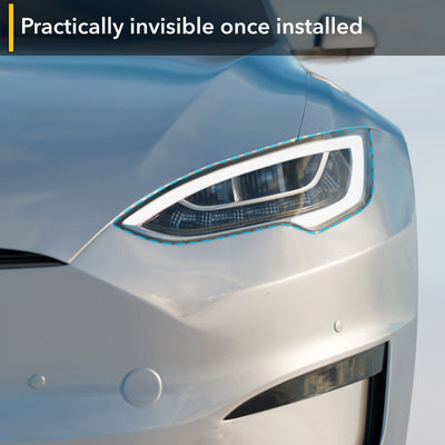 silver car headlight tesla model headlights smoke tint visible light