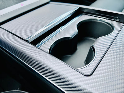carbon fiber patterned car console tesla model vinyl wrap kit