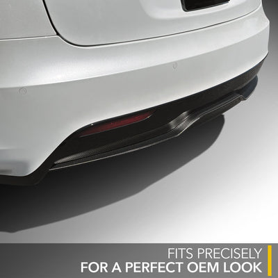 white car rear bumper carbon fiber tesla model vinyl wrap diffuser lip