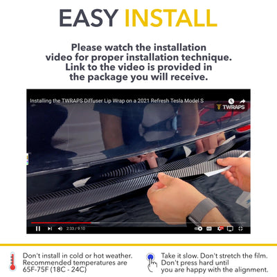 installation instructions car accessory carbon fiber tesla model vinyl wrap diffuser lip