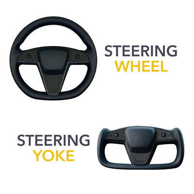 wheel yoke comparison steering control vinyl wrap carbon fiber tesla model