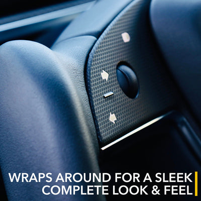 car wheel control panel steering vinyl wrap carbon fiber tesla model