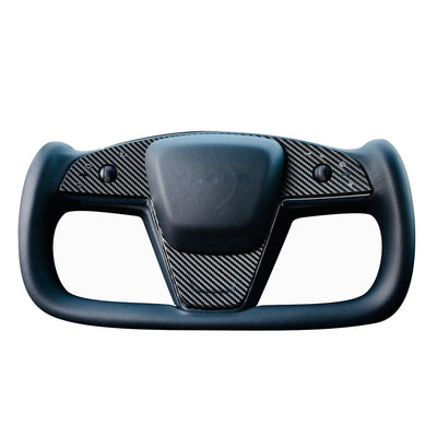 black yoke wheel carbon fiber steering control vinyl wrap tesla model