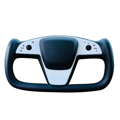 black white yoke wheel steering control vinyl wrap carbon fiber tesla model