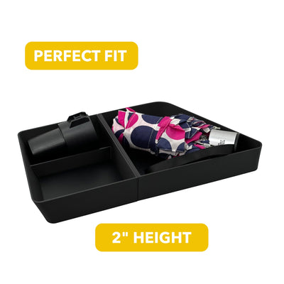 black storage tray umbrella trunk organizer small items neatly arranged