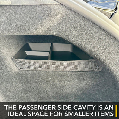 car door storage compartment trunk tray organizer small items neatly arranged