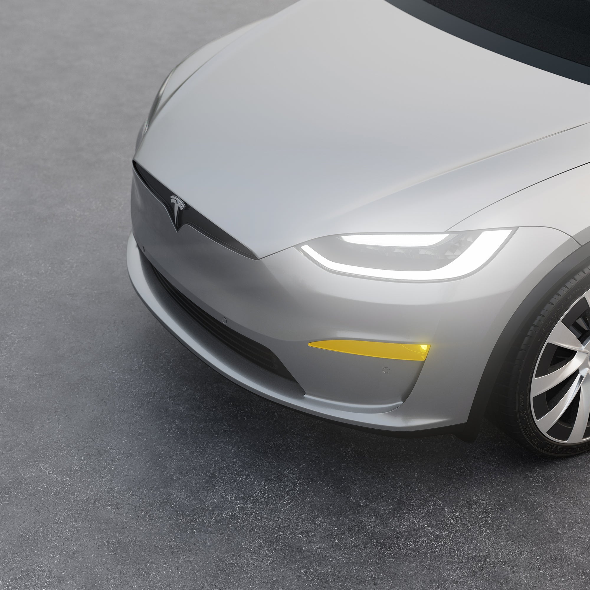 tesla model fog lights brimstone yellow light white