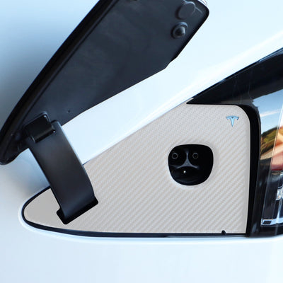 vinyl wrap charge port tesla model carbon fiber pattern