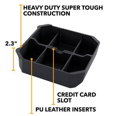 tesla cybertruck, armrest organizer, center console, leather liners, premium liners