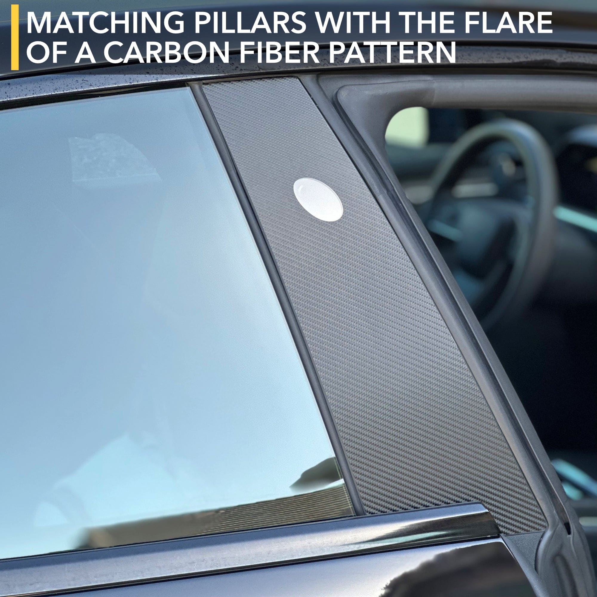 RRX Real Carbon Fiber B-Pillar Trim Covers For Tesla Model Y (2020-2022) – Gloss Black (Pair)