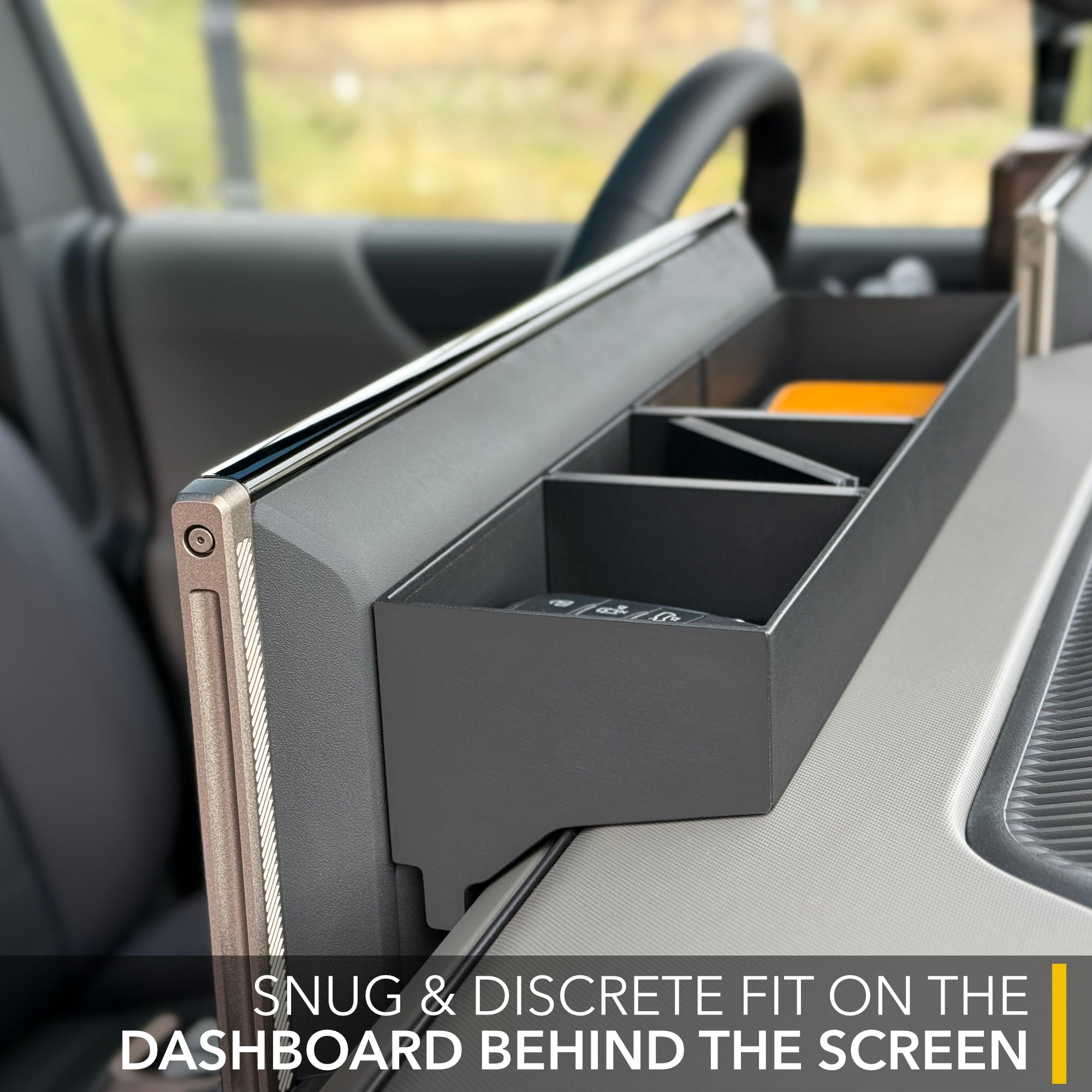 gmc hummer ev’s interior twraps sleek behind-the-screen storage organizer