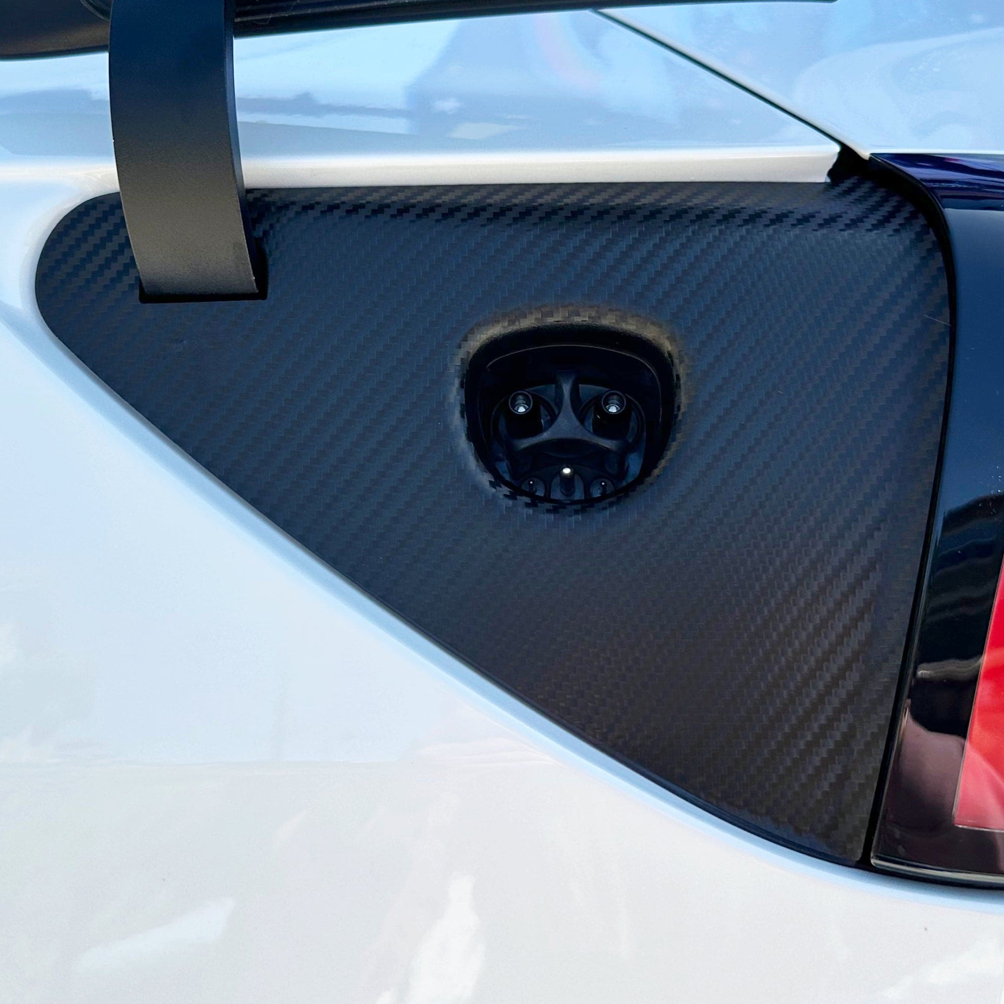 vinyl wrap carbon fiber charge port tesla model y juniper