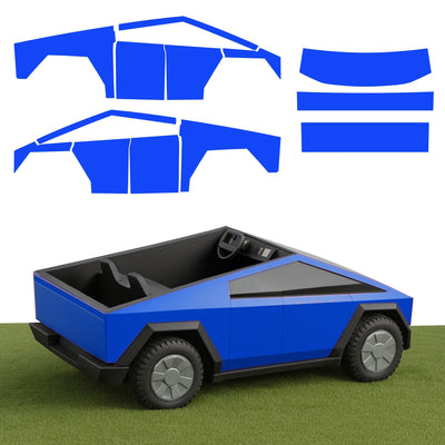 Full Vinyl Wrap Cybertruck for Kids Blue Gloss pre-cut easy DIY install T-WRAPS