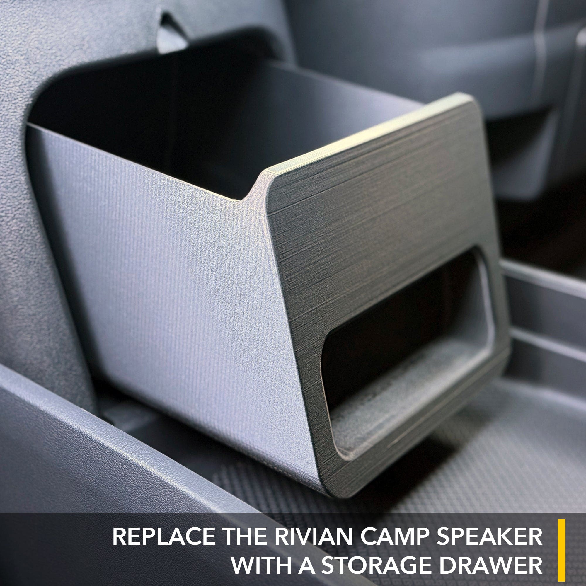 silver storage drawer handle camp speaker rivian r1t r1s