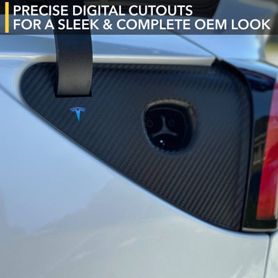 vinyl wrap carbon fiber charge port tesla model y juniper