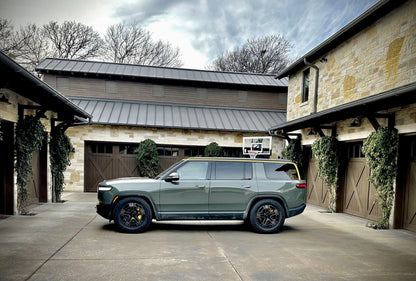 green rivian suv r1s blackout overlay chrome trim custom-fit