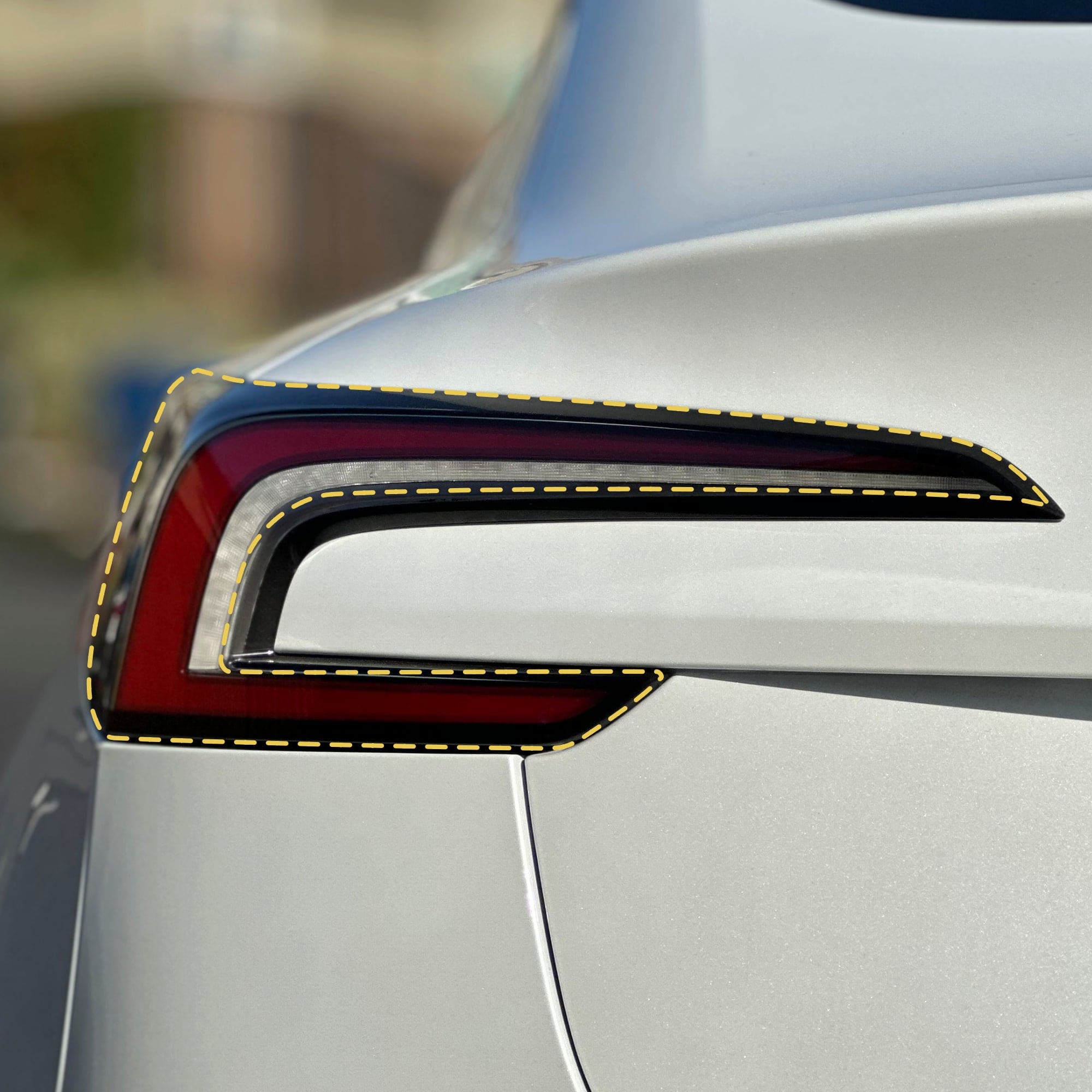 tesla taillight yellow dashed outline smoke tint model tail lights