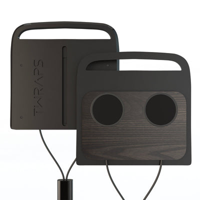 two black handled electronic devices magsafe pucks ash wood charging pad r1t r1s