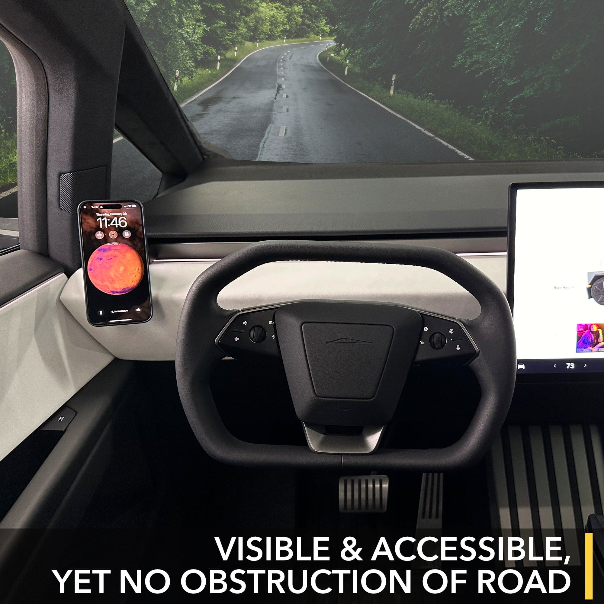 car interior mounted smartphone tesla cybertruck phone mount magnetic patent pending
