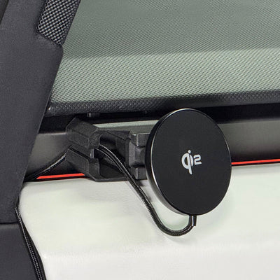 black wireless pad tesla cybertruck phone mount magnetic patent pending