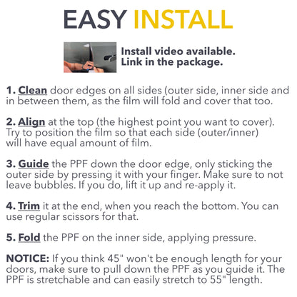 installation instructions door edge protection paint film 8mil glue residue