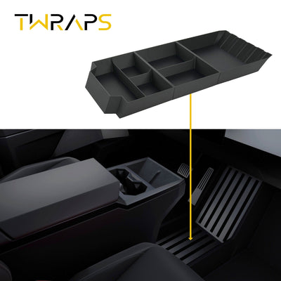 dark gray center console organizer tesla cybertruck leather liners proudly made patent pending design rugged floor