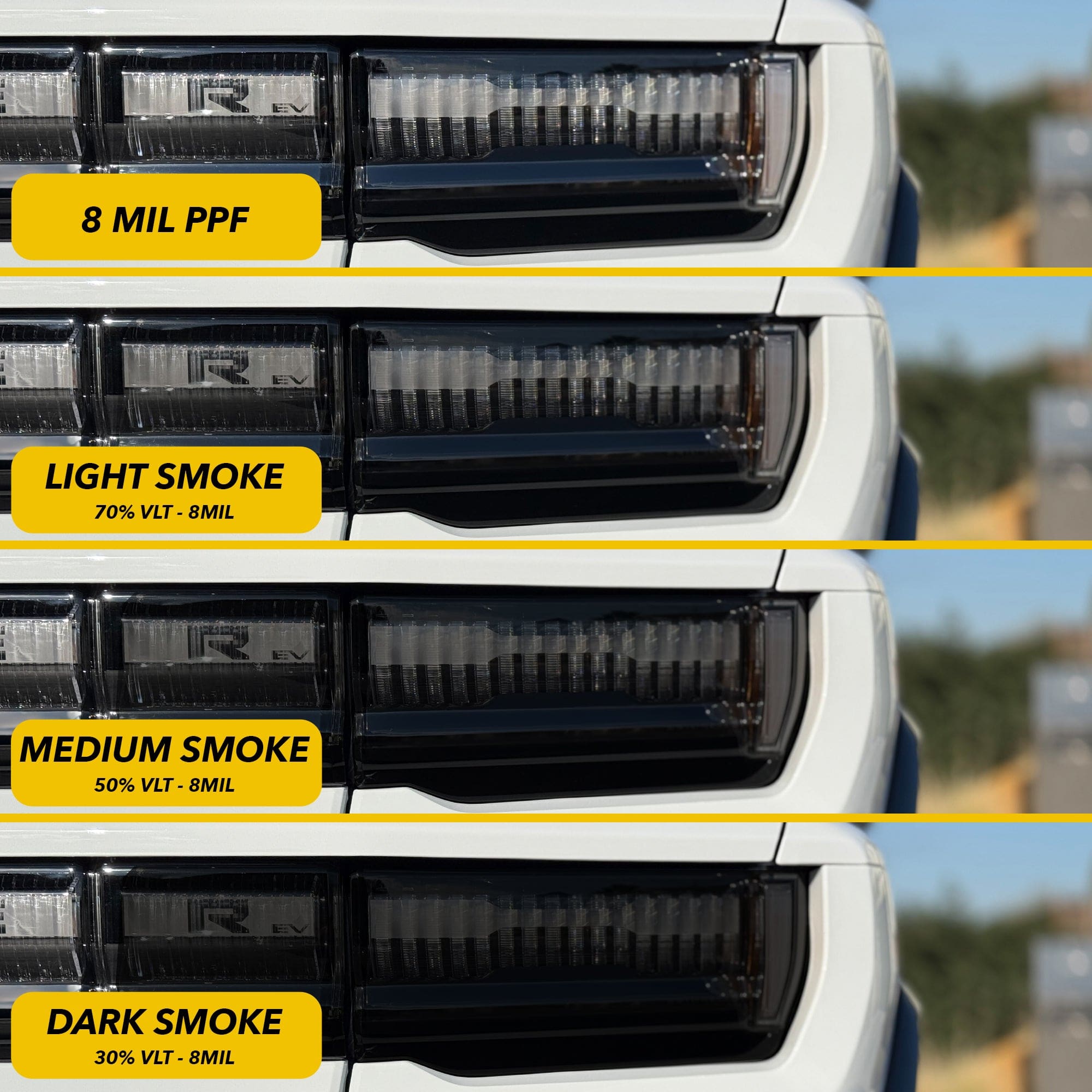 smoke tint gmc hummer ev suv headlights ppf