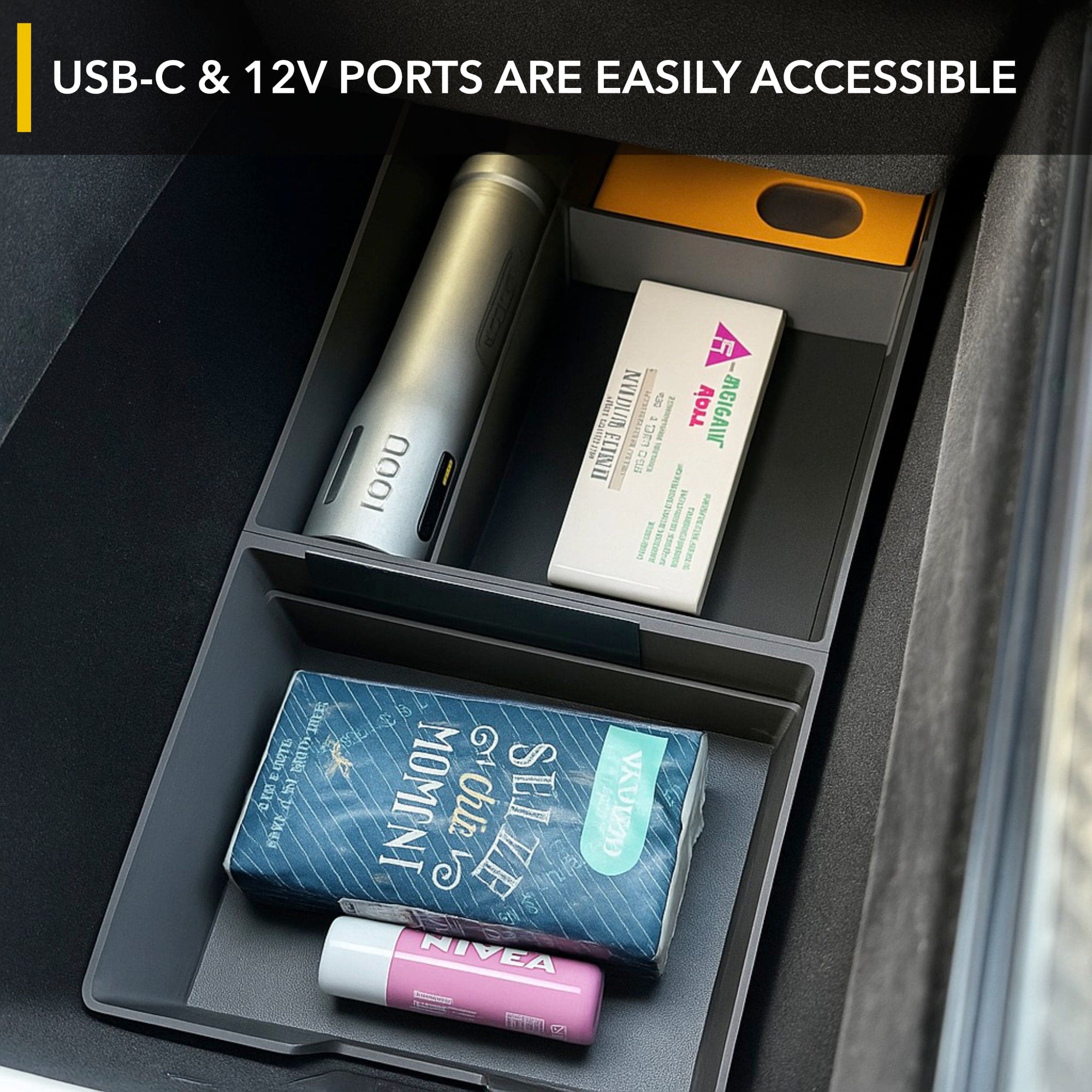 center console lower organizer