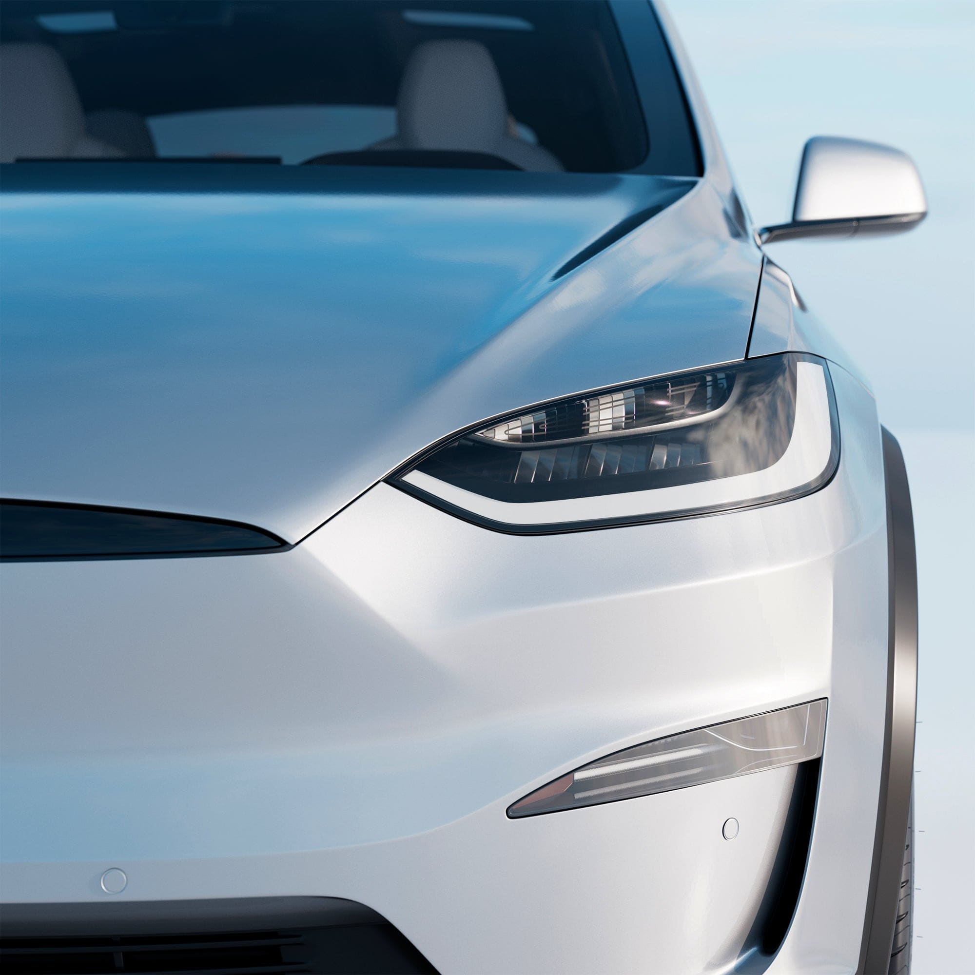 Headlights Clear PPF Smoke Tinted PPF Tesla Model X Smokey Headlamp Covers Medium 50% VLT self-healing T-WRAPS