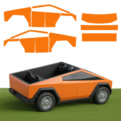 Full Vinyl Wrap Cybertruck for Kids Orange Gloss pre-cut easy DIY install T-WRAPS
