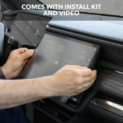 car’s touchscreen protector installed r1t r1s screen rivian