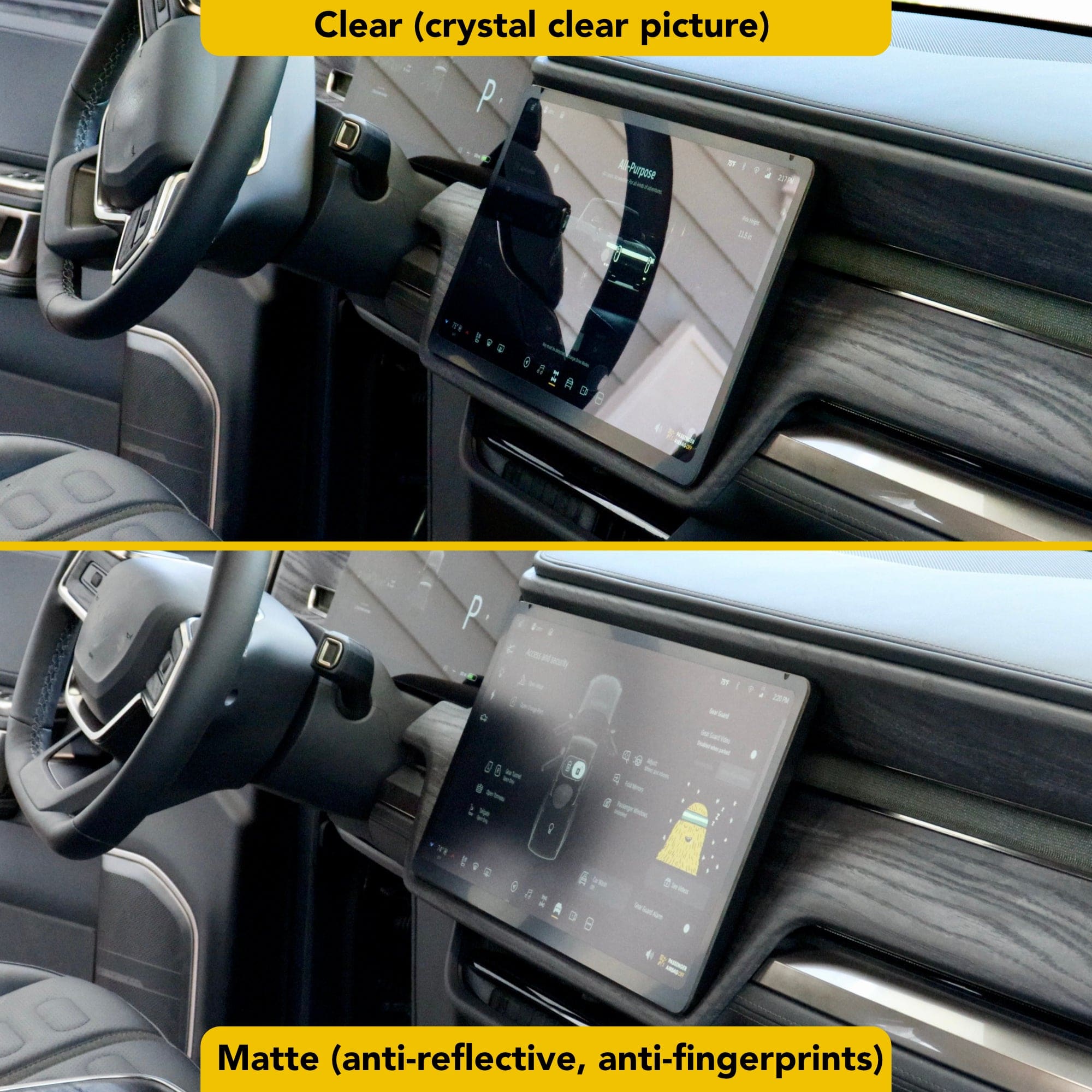 car dashboard screen comparison r1t r1s protector rivian