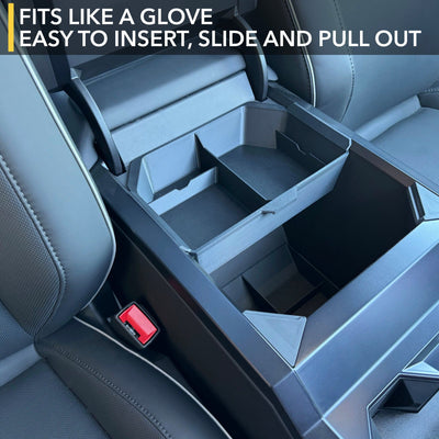 tesla cybertruck armrest organizer slidable half