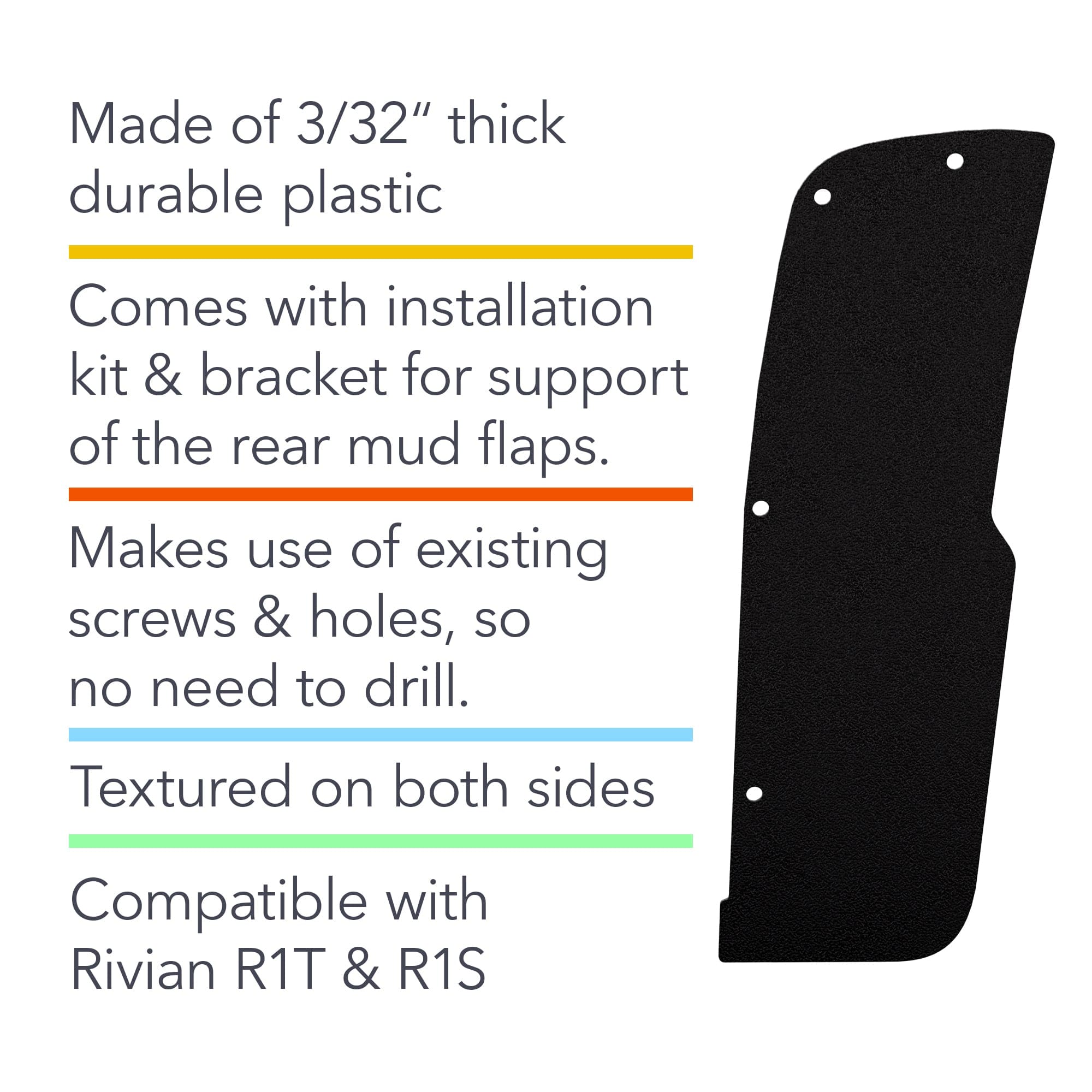 black plastic mud flap flaps r1s r1t rivian
