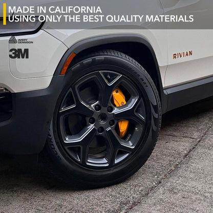 rivian vehicle wheel orange brake r1s chrome delete r1t vinyl wrap