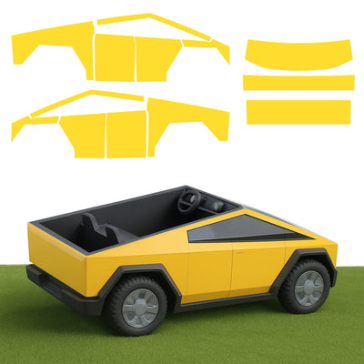 Full Vinyl Wrap Cybertruck for Kids Yellow Gloss pre-cut easy DIY install T-WRAPS